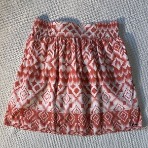 Kavu Orange & White Geometric Ikat Mini Skirt, Pockets, Lined, Medium, NWOT